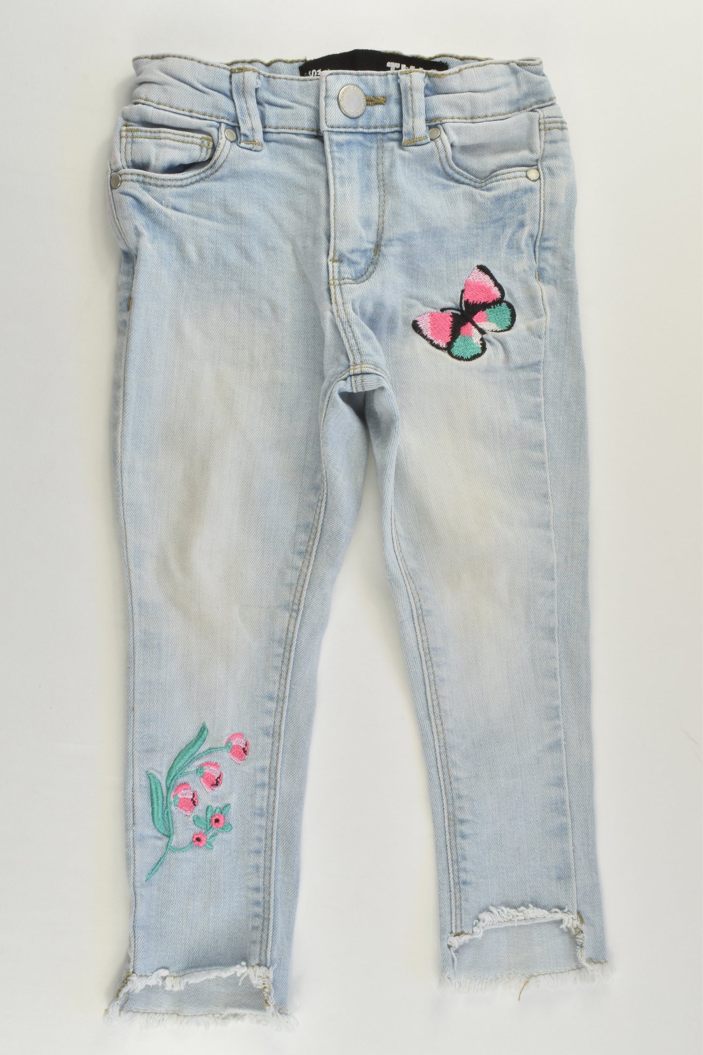 Cotton On Kids Size 2 Denim Pants with Embroidery