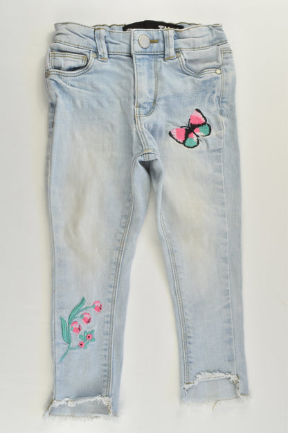 Cotton On Kids Size 2 Denim Pants with Embroidery