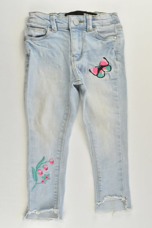 Cotton On Kids Size 2 Denim Pants with Embroidery