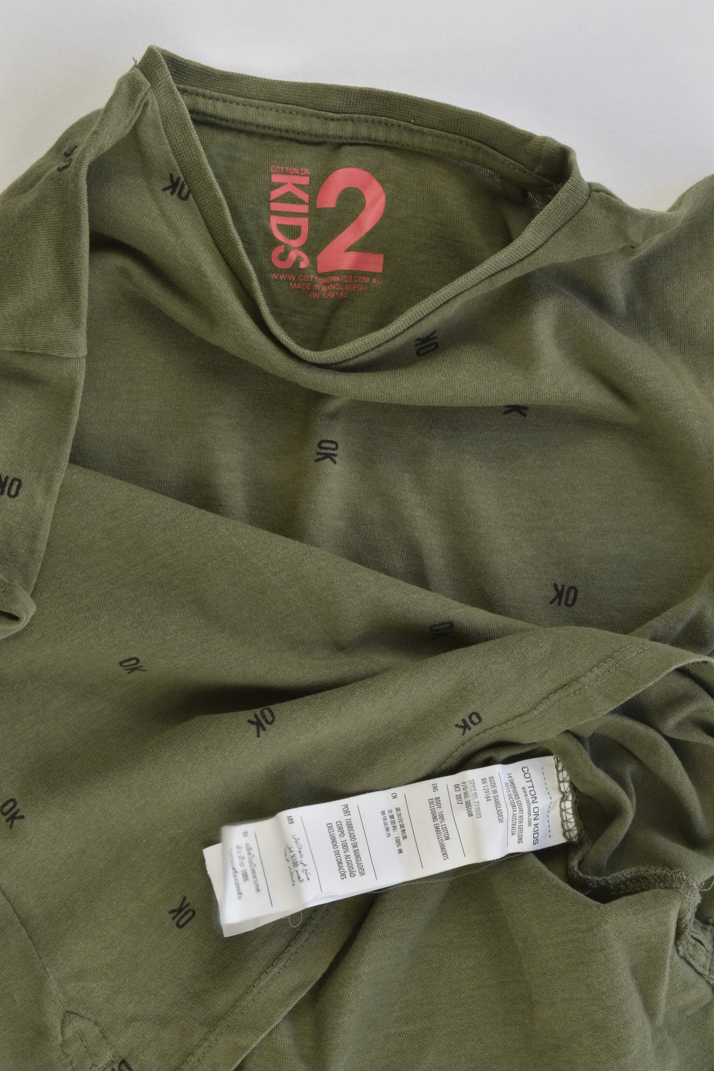 Cotton On Kids Size 2 'Ok' T-shirt