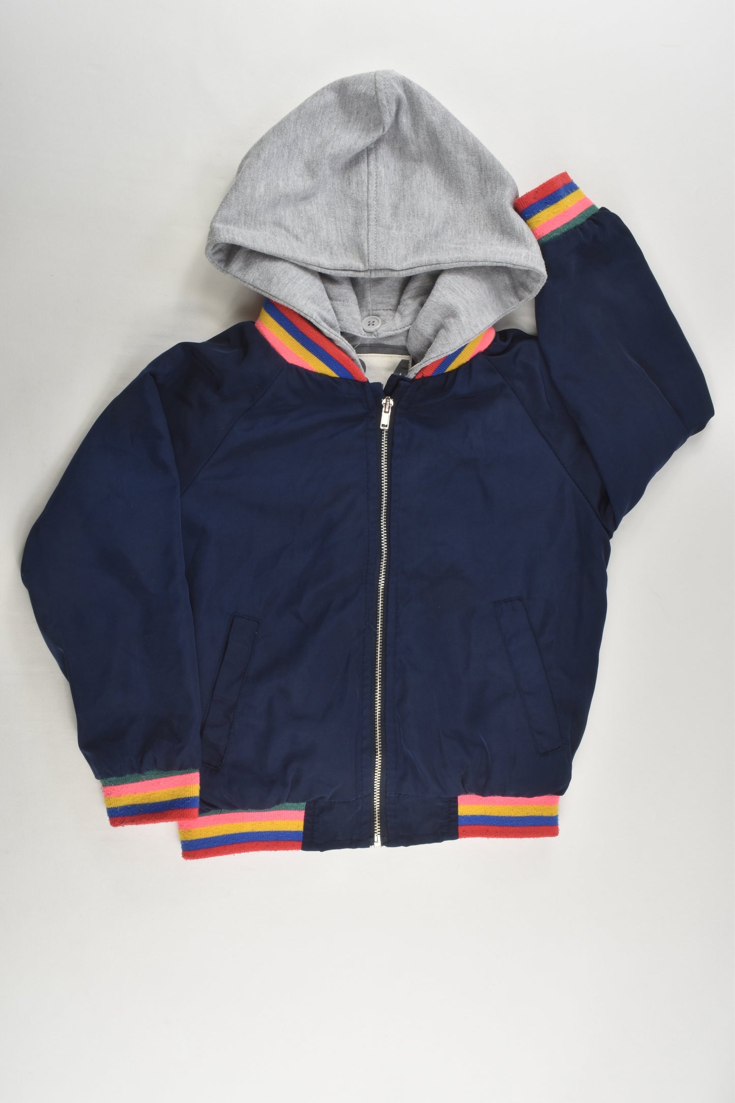 Cotton On Kids Size 3-4 Rainbow Stripes Hooded Jacket