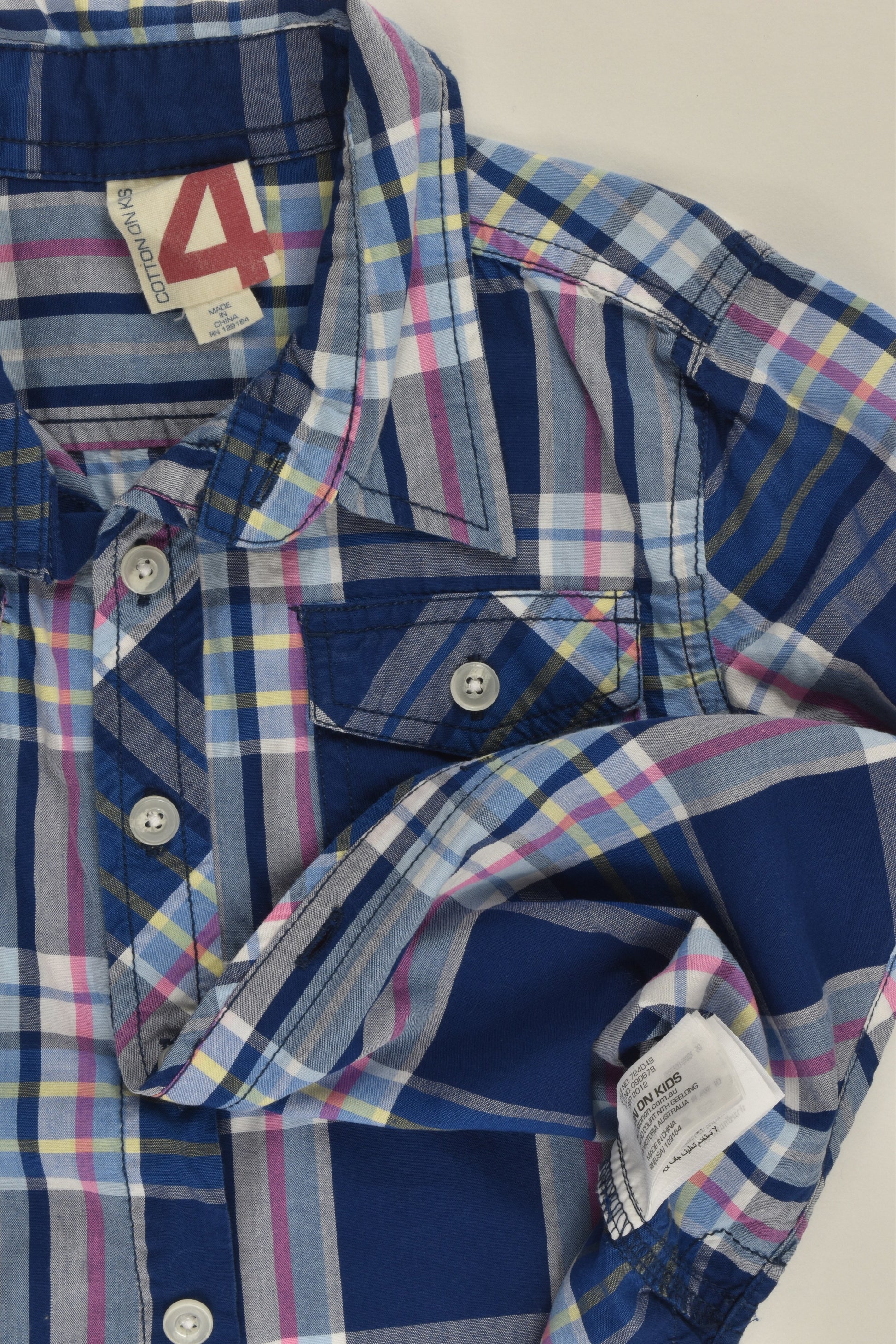 Cotton On Kids Size 4 Checked Collared Shirt