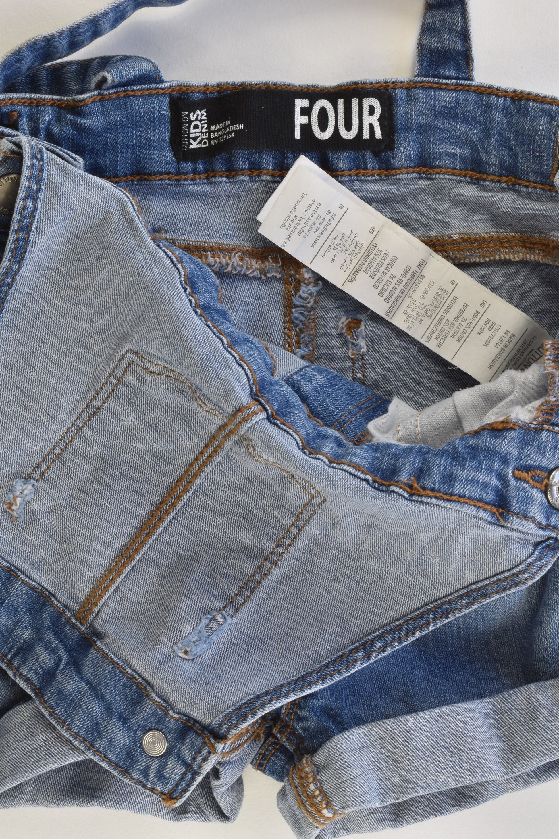Cotton On Kids Size 4 Stretchy Denim Short Overalls