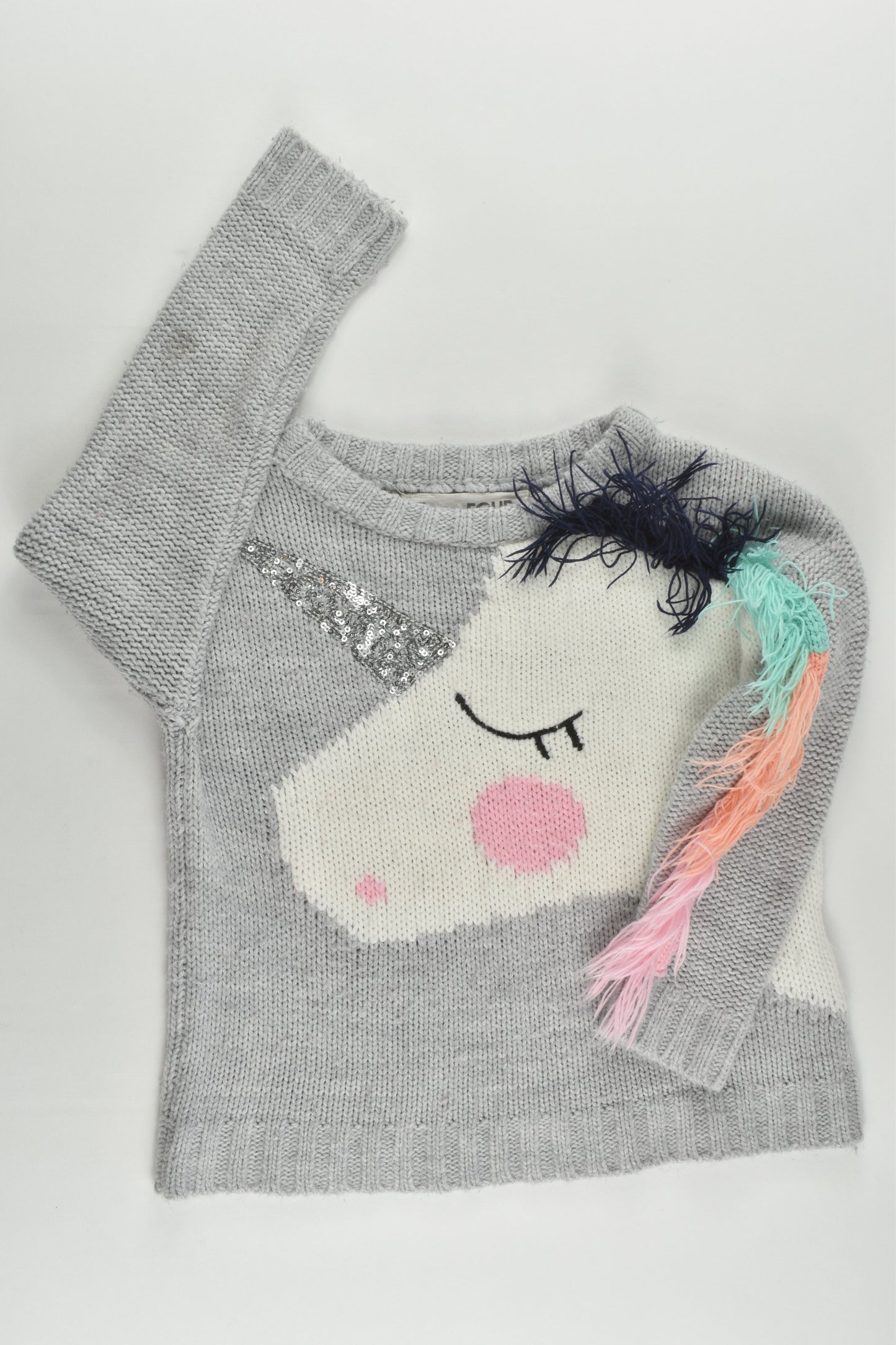 Cotton On Kids Size 4 Unicorn Knitted Jumper