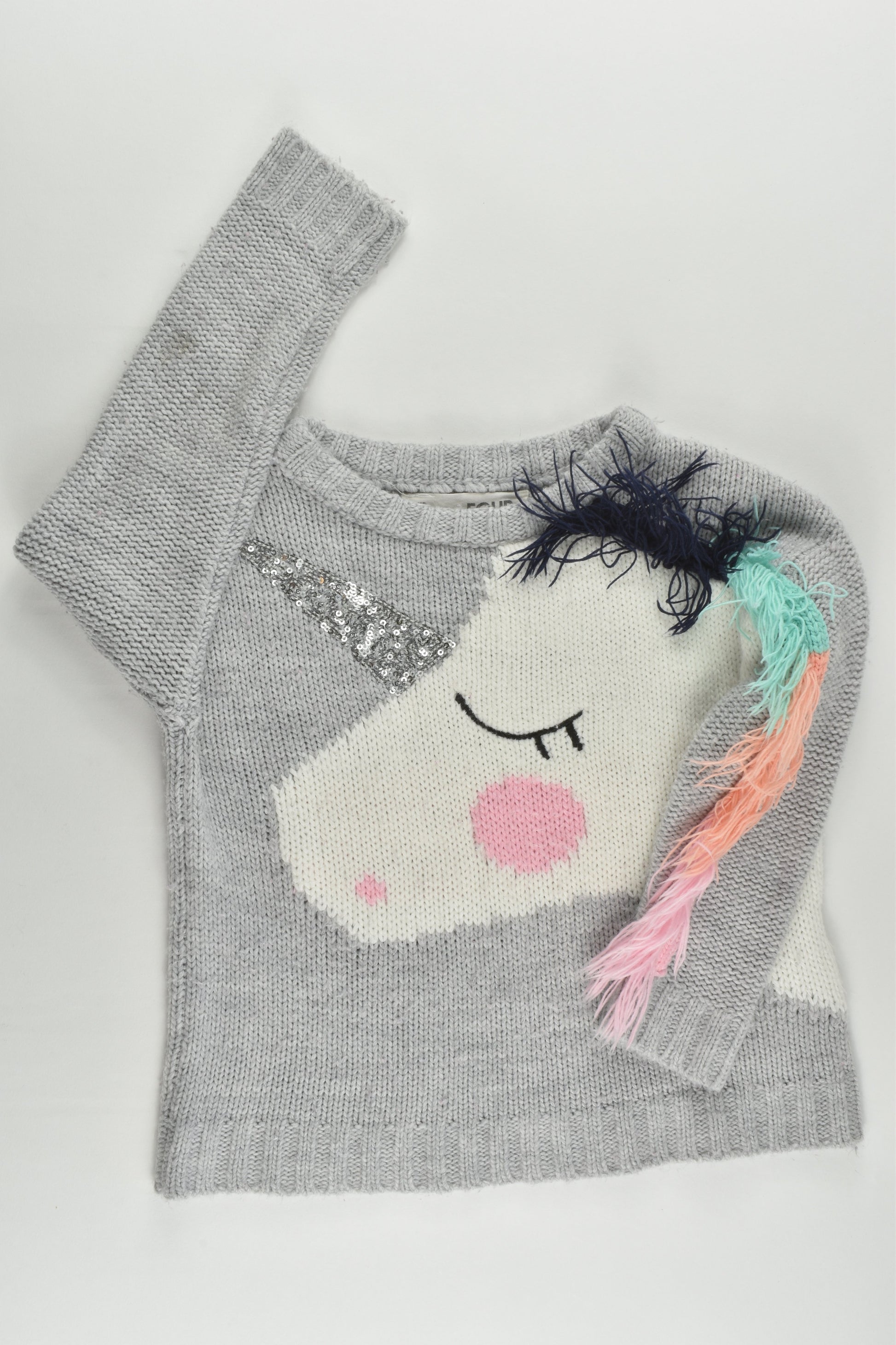 Cotton On Kids Size 4 Unicorn Knitted Jumper