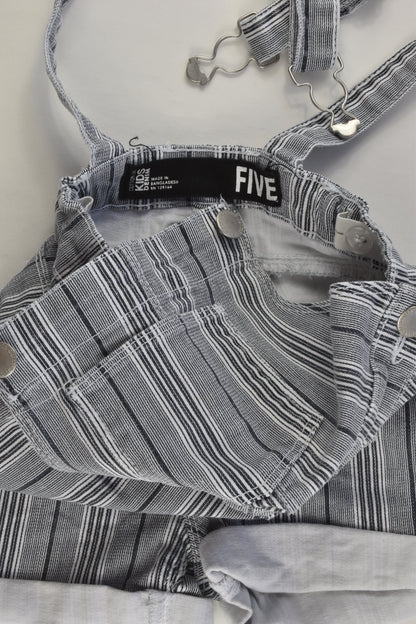 Cotton On Kids Size 5 Striped Stretchy Short Overalls