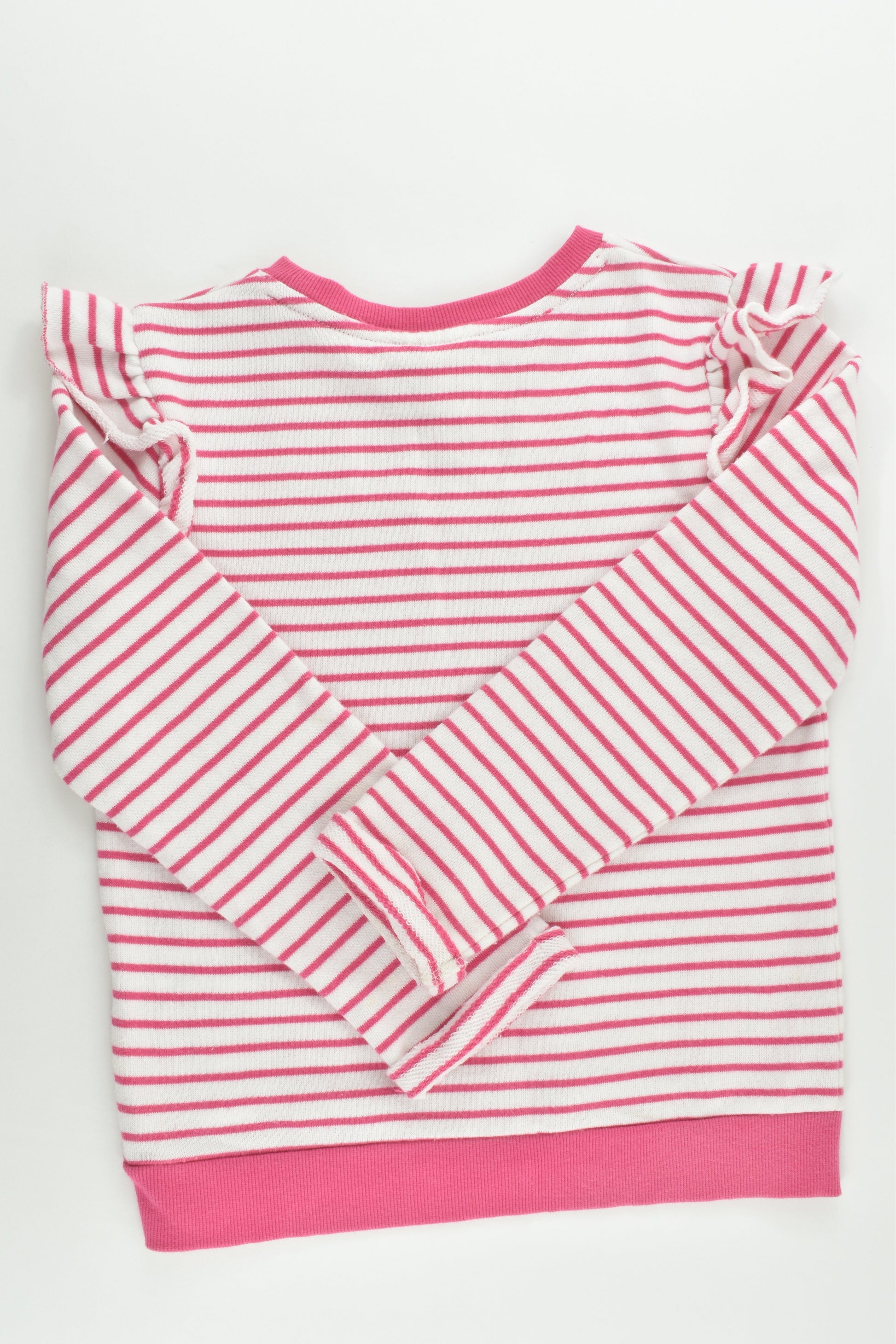 Cotton On Kids Size 6 Striped Sweater with Ruffle Shoulders