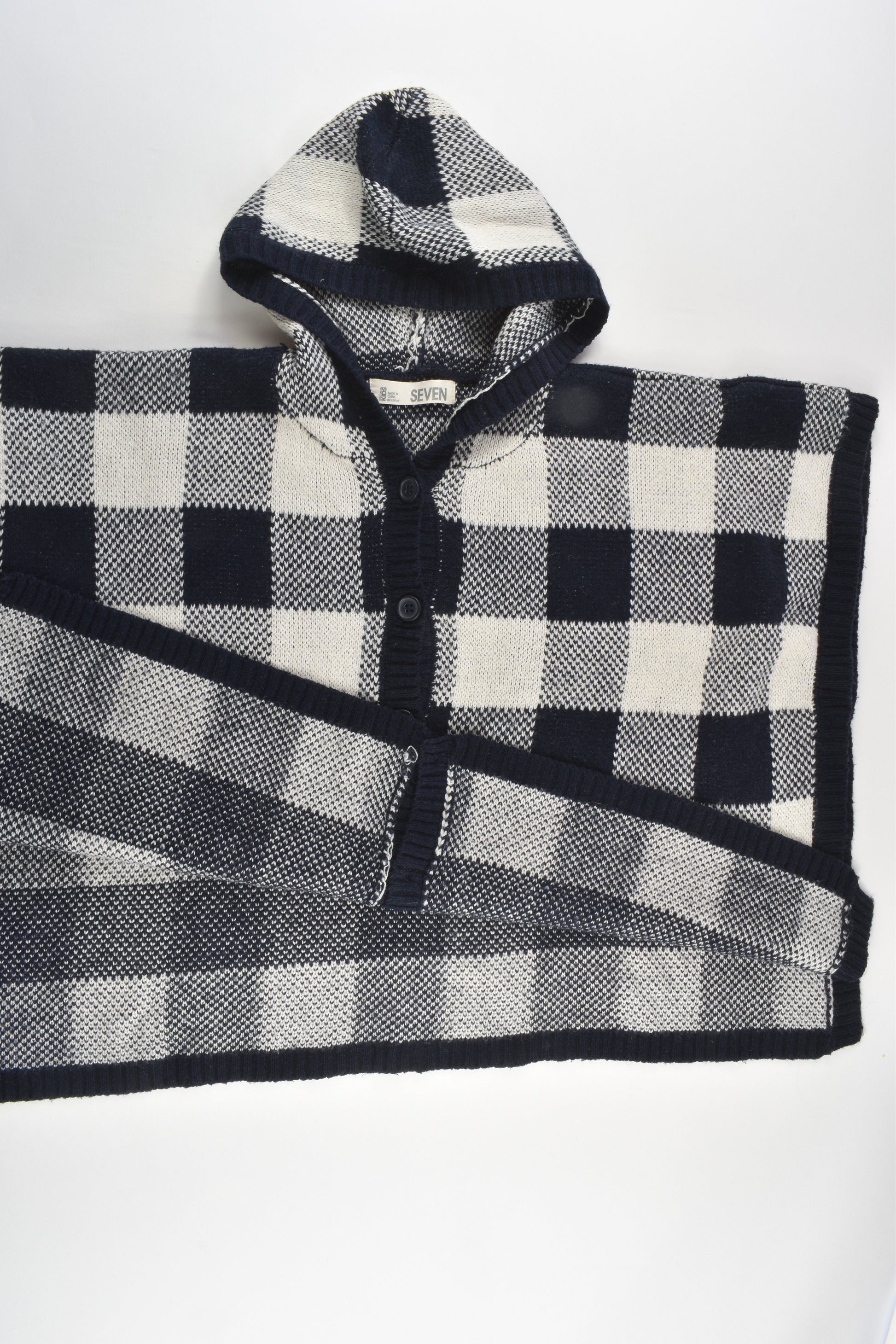 Cotton On Kids Size 7 Acrylic/Wool Checked Poncho