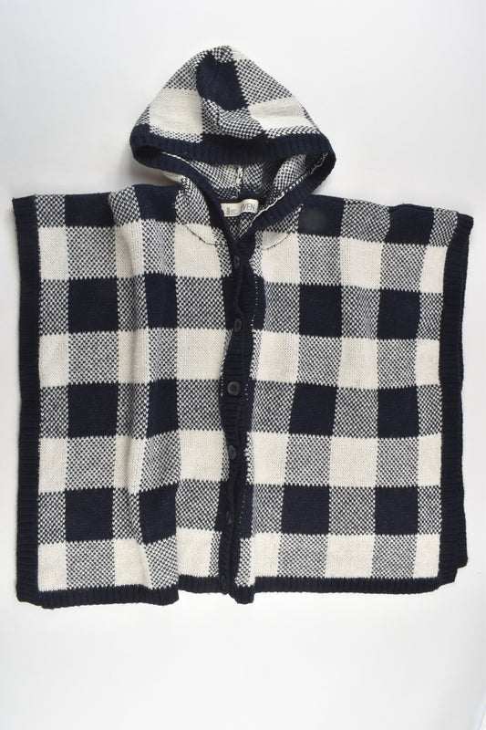 Cotton On Kids Size 7 Acrylic/Wool Checked Poncho