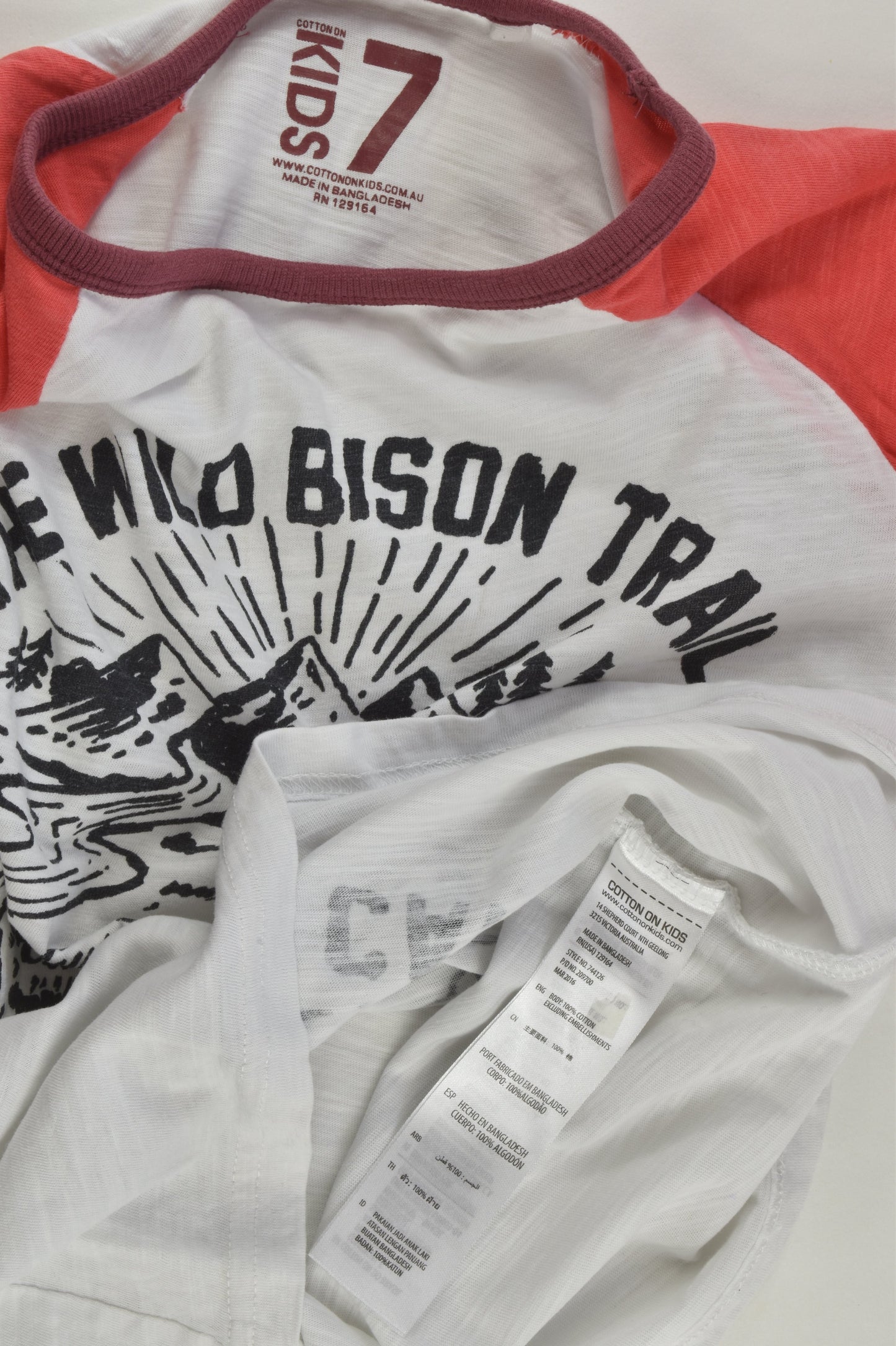 Cotton On Kids Size 7 'The Wild Bison Trail' Top
