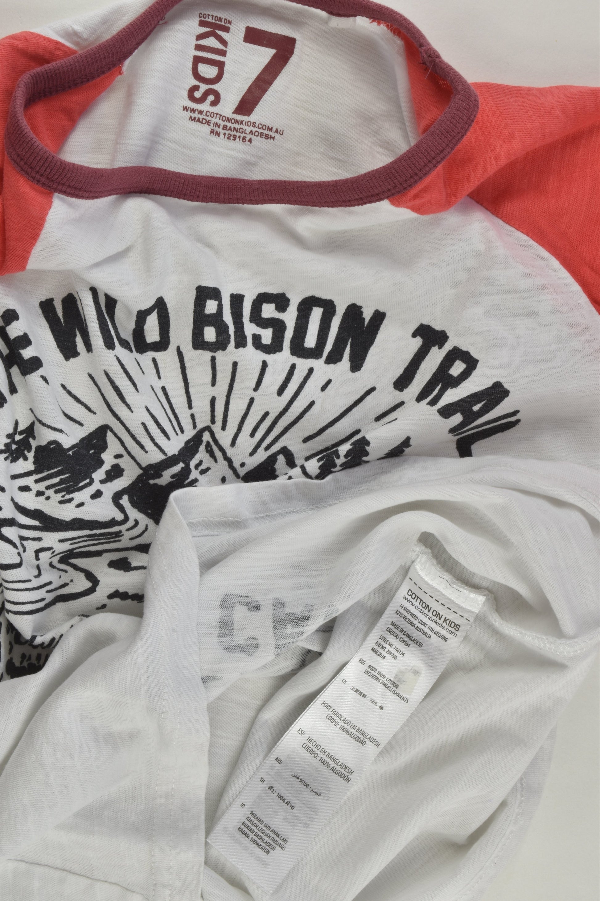 Cotton On Kids Size 7 'The Wild Bison Trail' Top