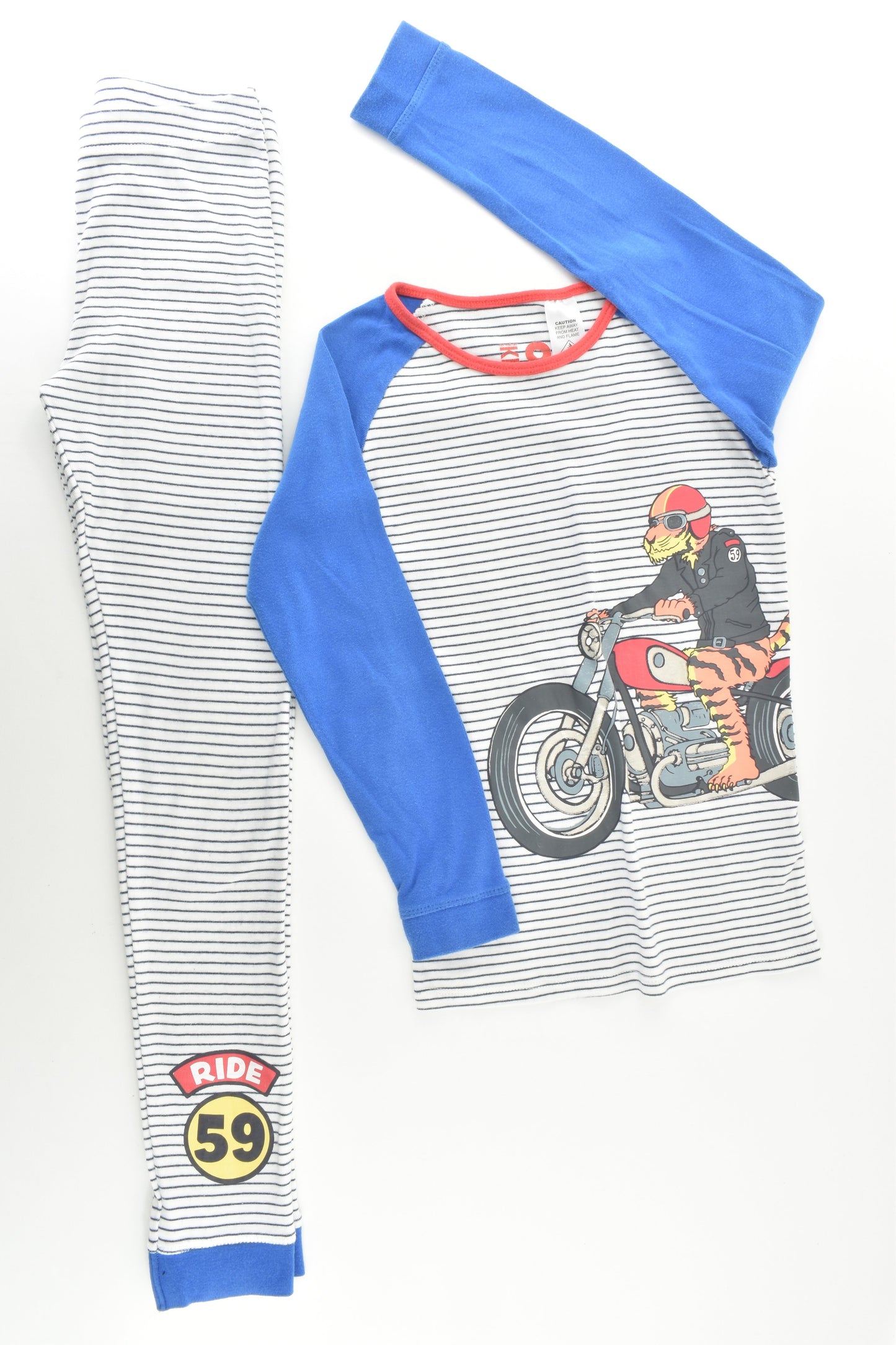 Cotton On Kids Size 8 Tiger On Motorbike Pj Set