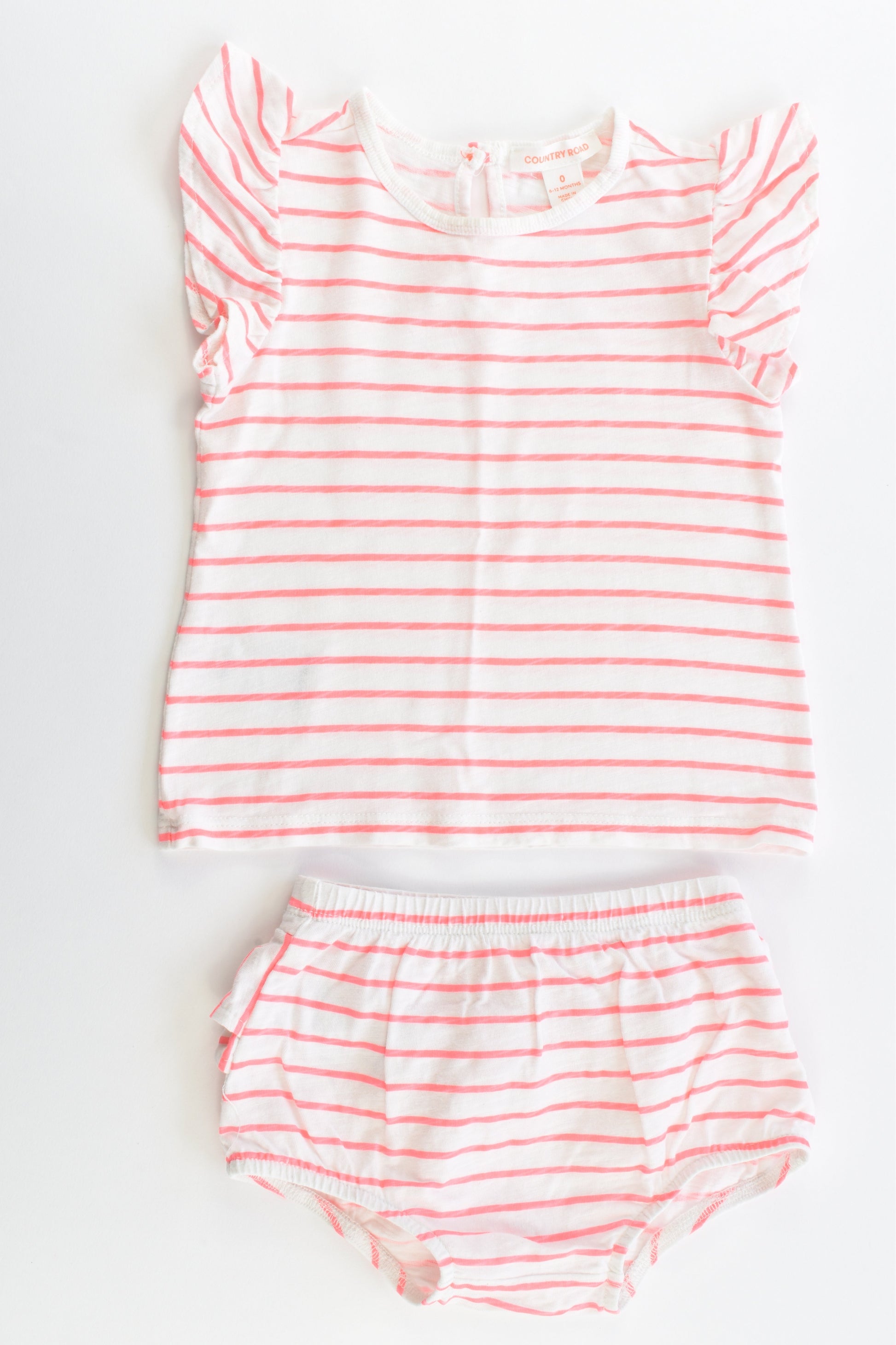 Country Road Size 0 (6-12 months) Striped Top and Bloomers with Ruffle Back