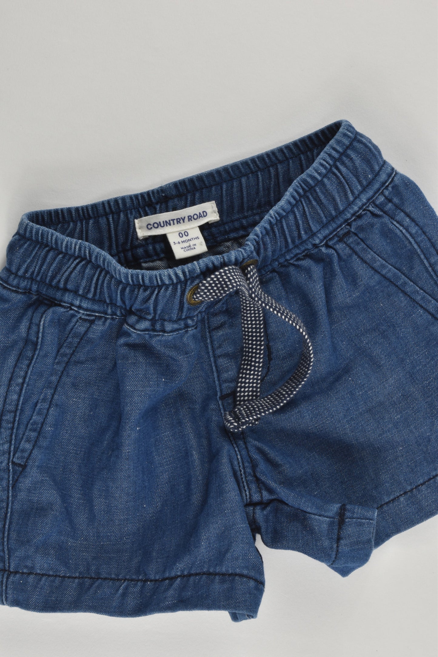 Country Road Size 00 (3-6 months) Cotton/Linen Lightweight Denim Shorts