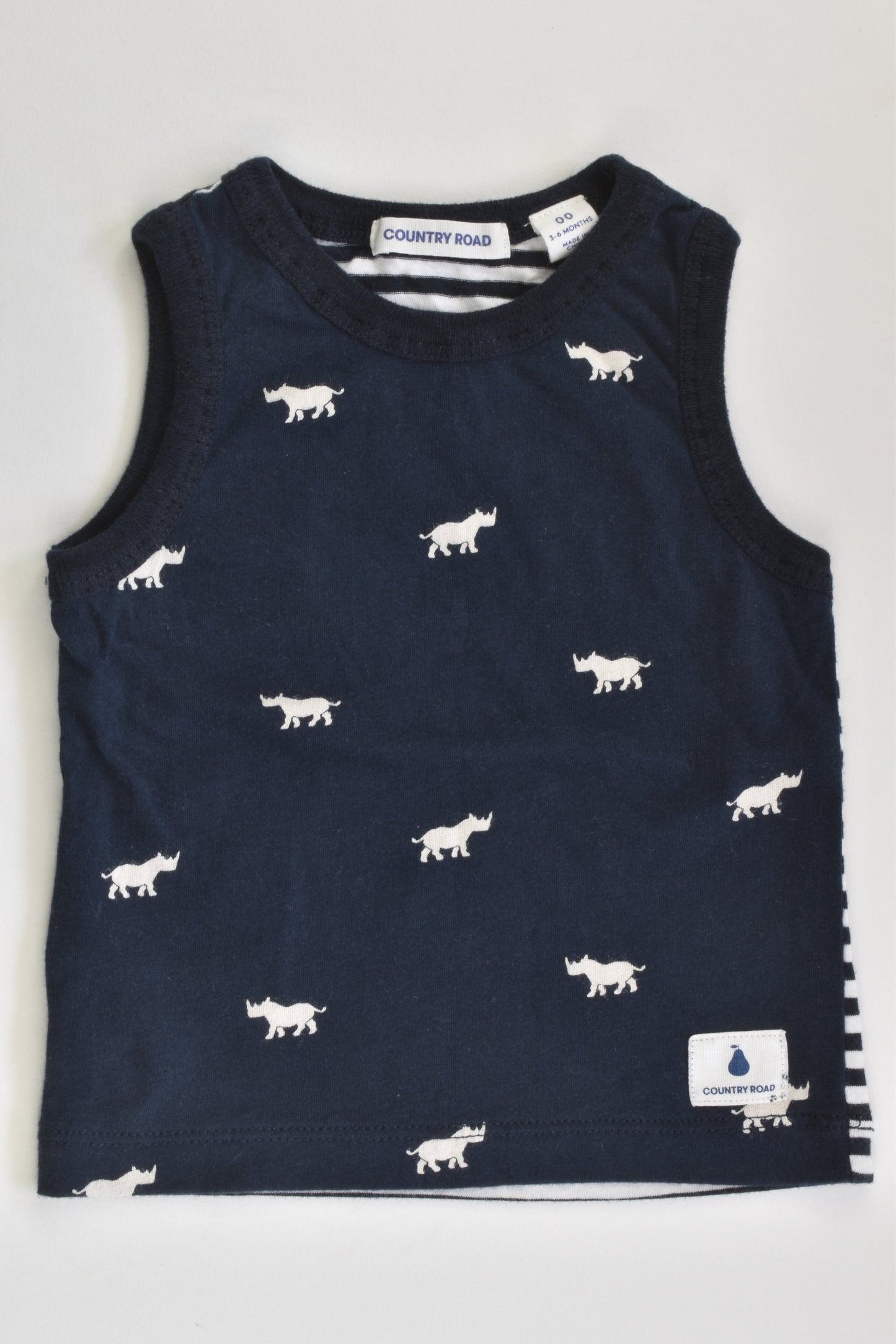 Country Road Size 00 (3-6 months) Rhino/Striped Tank Top
