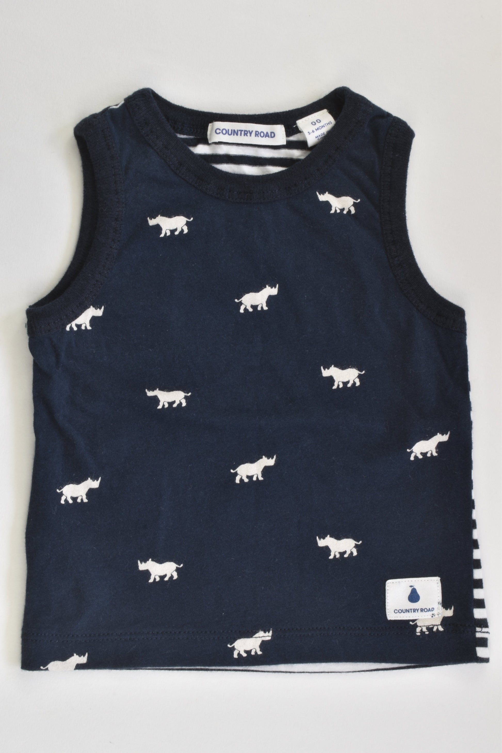 Country Road Size 00 (3-6 months) Rhino/Striped Tank Top