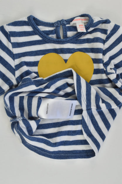 Country Road Size 000 (0-3 months) Striped Love Heart Top