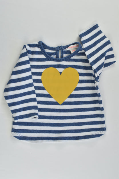 Country Road Size 000 (0-3 months) Striped Love Heart Top