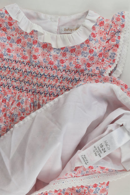 Dashing & Dainty by M&Co Size 2 (18-24 months) Lined Smocked Floral Dress