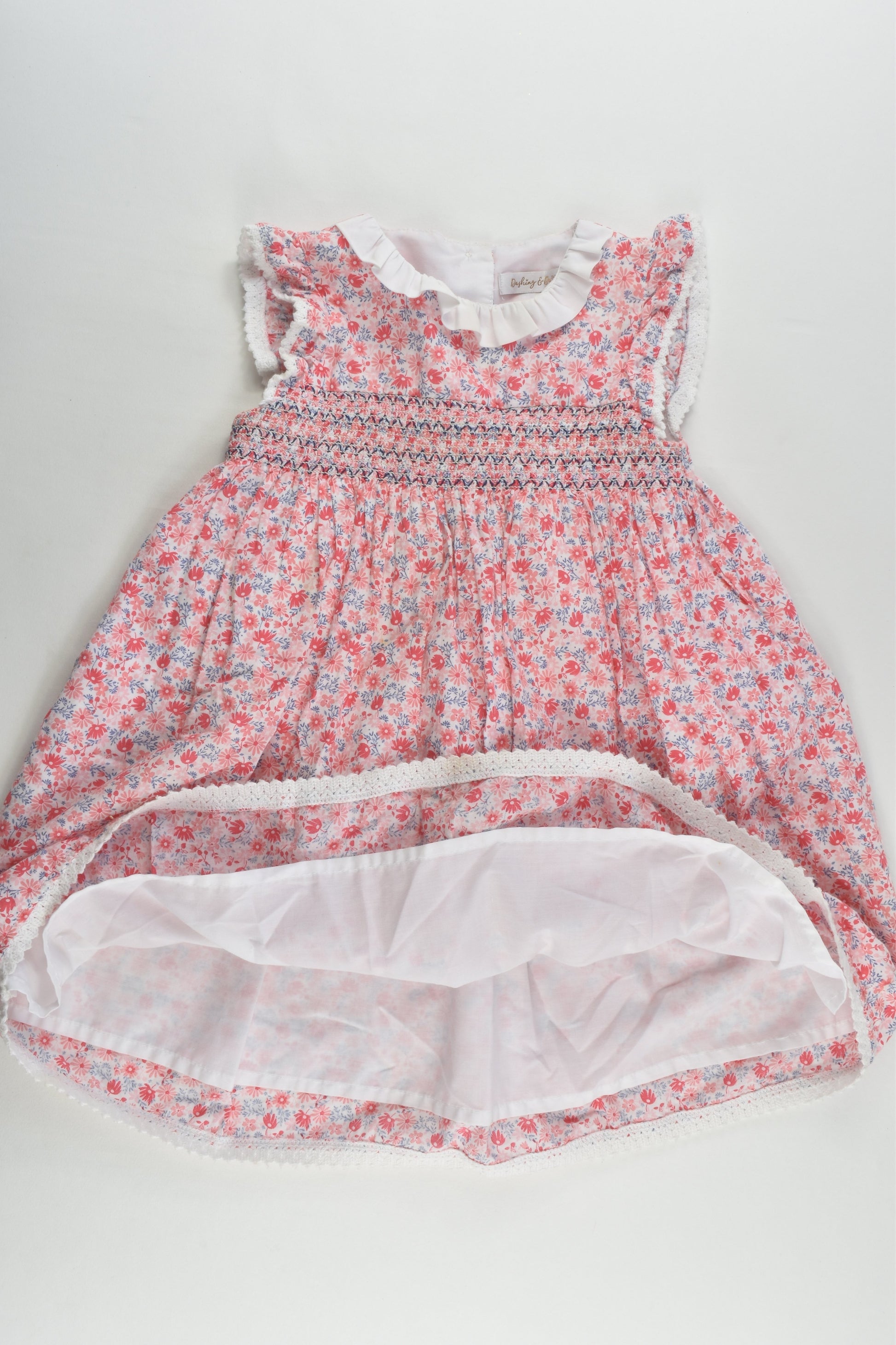 Dashing & Dainty by M&Co Size 2 (18-24 months) Lined Smocked Floral Dress