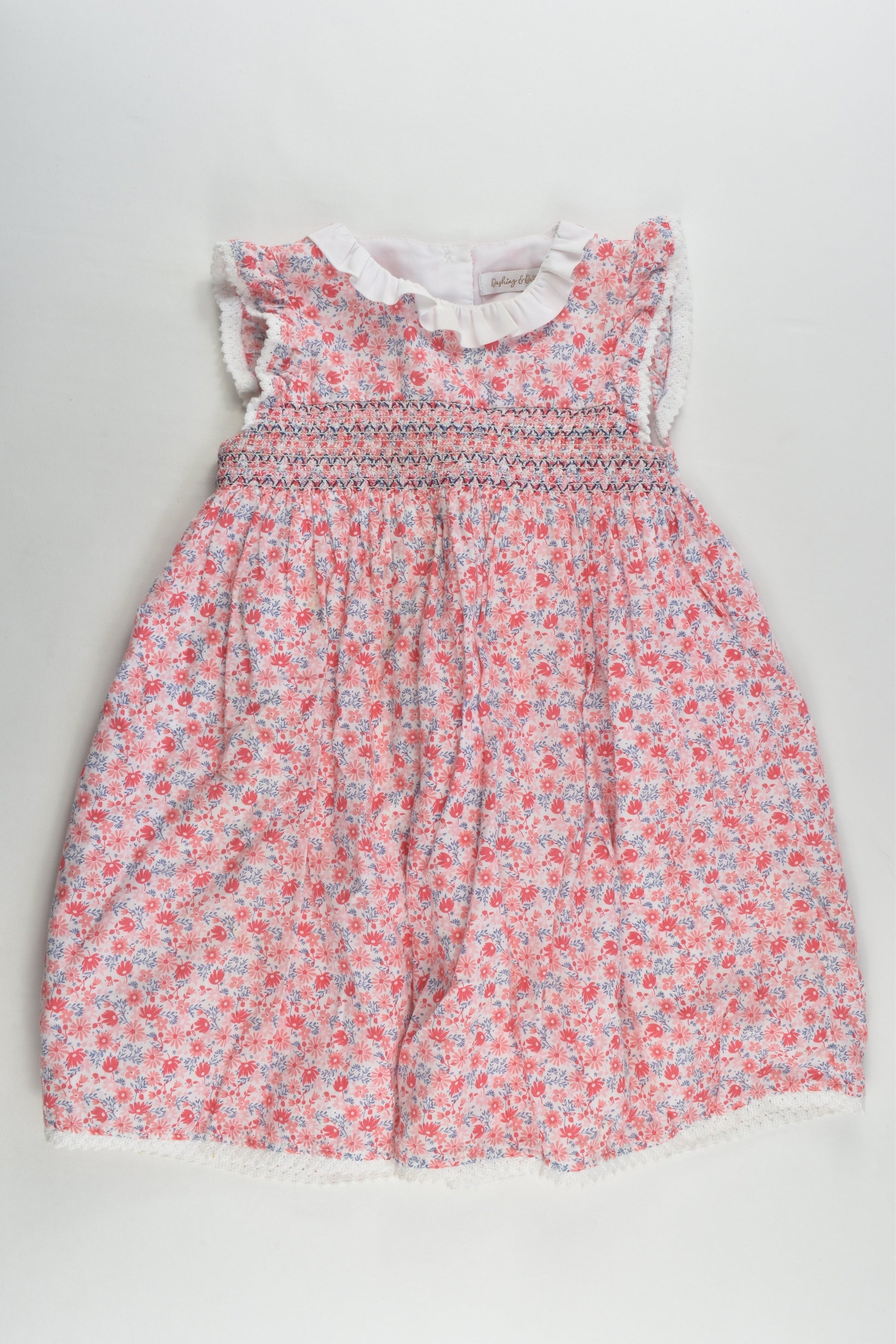 Dashing & Dainty by M&Co Size 2 (18-24 months) Lined Smocked Floral Dress