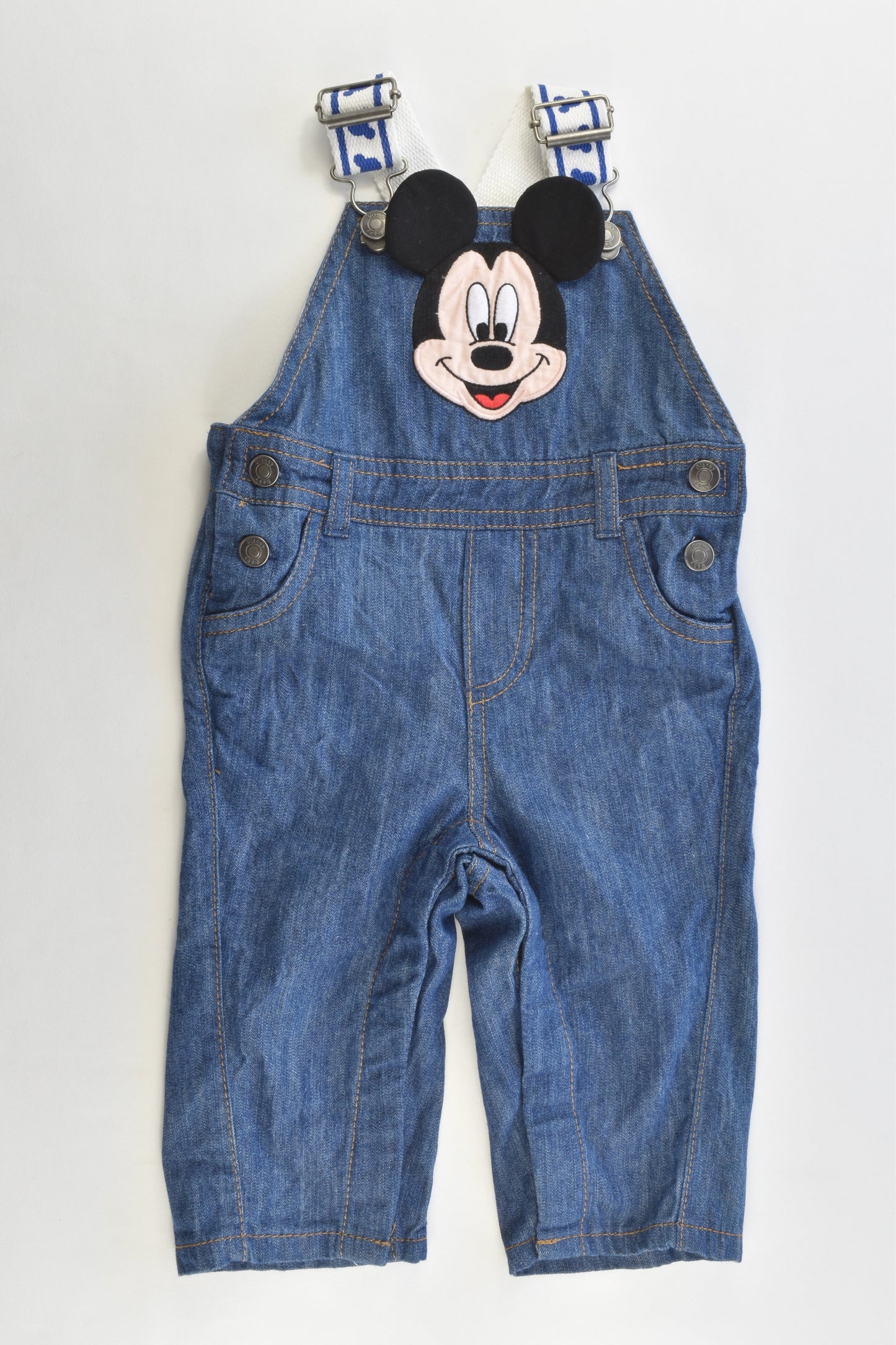 Disney Baby by Disney Store Size 0 (6-9 months, 74 cm) Soft Mickey Mouse Denim Overalls