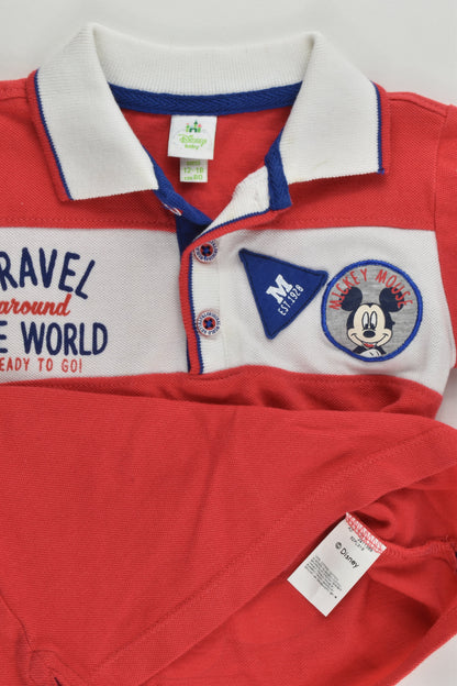 Disney Baby (Italy) Size 0-1 (12-18 months, 80 cm) Mickey Mouse 'Travel Around The World' Polo Shirt