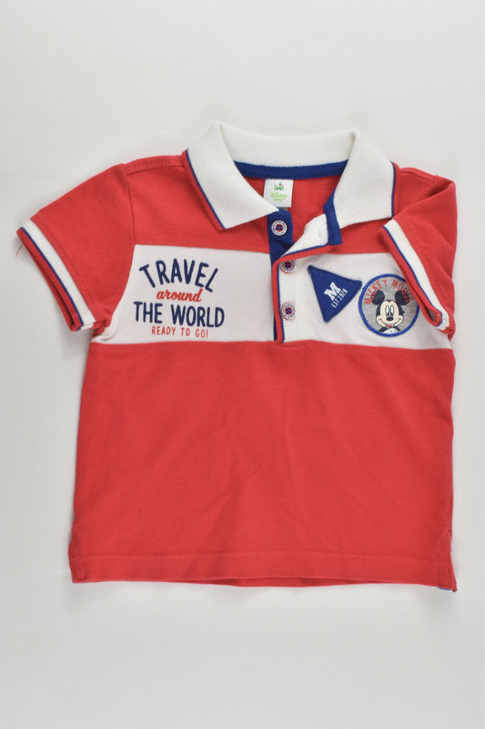 Disney Baby (Italy) Size 0-1 (12-18 months, 80 cm) Mickey Mouse 'Travel Around The World' Polo Shirt