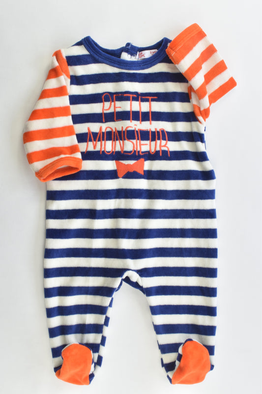 Du NEW Pareil Au Même (France) Size 3 months (59 cm) "Petit Monsieur" Footed Velour Romper