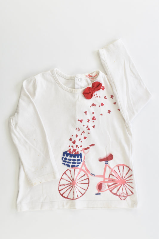 Du Pareil Au Même (France) Size 0 (12 months, 74 cm) Bicycle and Love Hearts Top