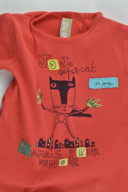 Du Pareil Au Même (France) Size 00 (6 months, 67 cm) 'Super Cat' Short Romper
