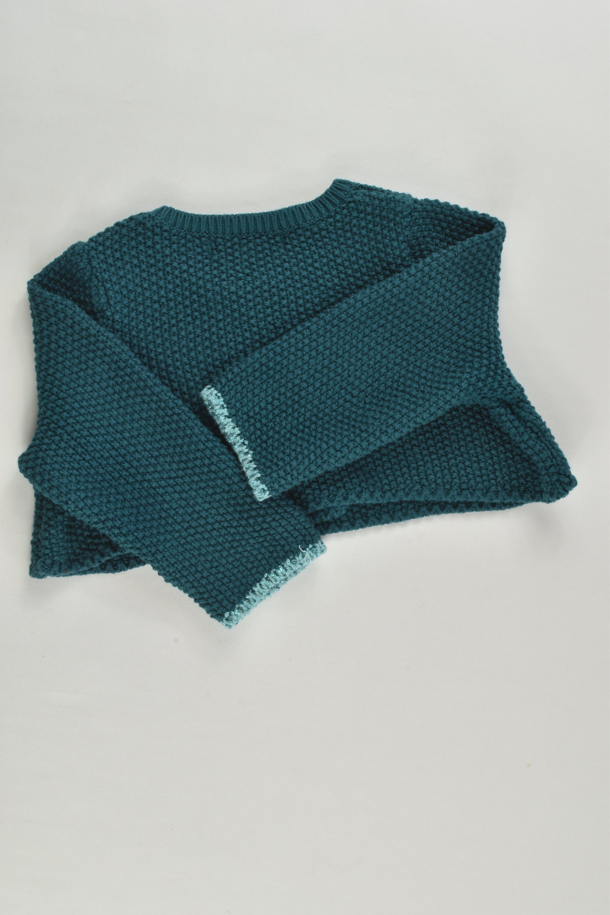 Du Pareil au Même (France) Size 000 (3 months, 59 cm) Knitted Cardigan with Floral Embroidery