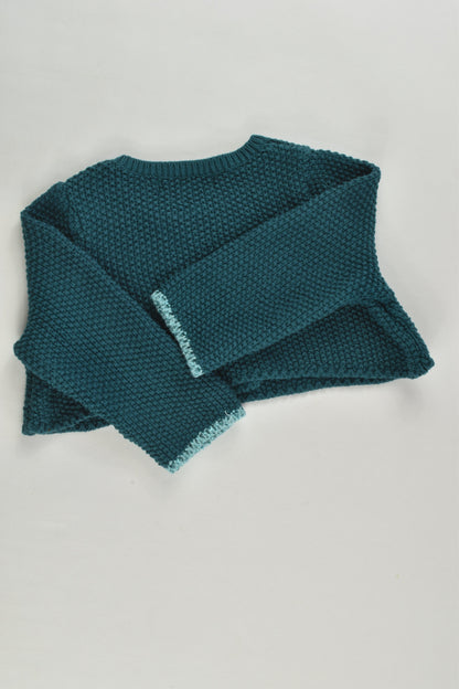 Du Pareil au Même (France) Size 000 (3 months, 59 cm) Knitted Cardigan with Floral Embroidery
