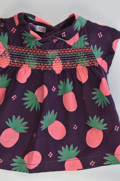 Du Pareil au Même (France) Size 000 (3 months, 60 cm) Smocked Pineapple Dress