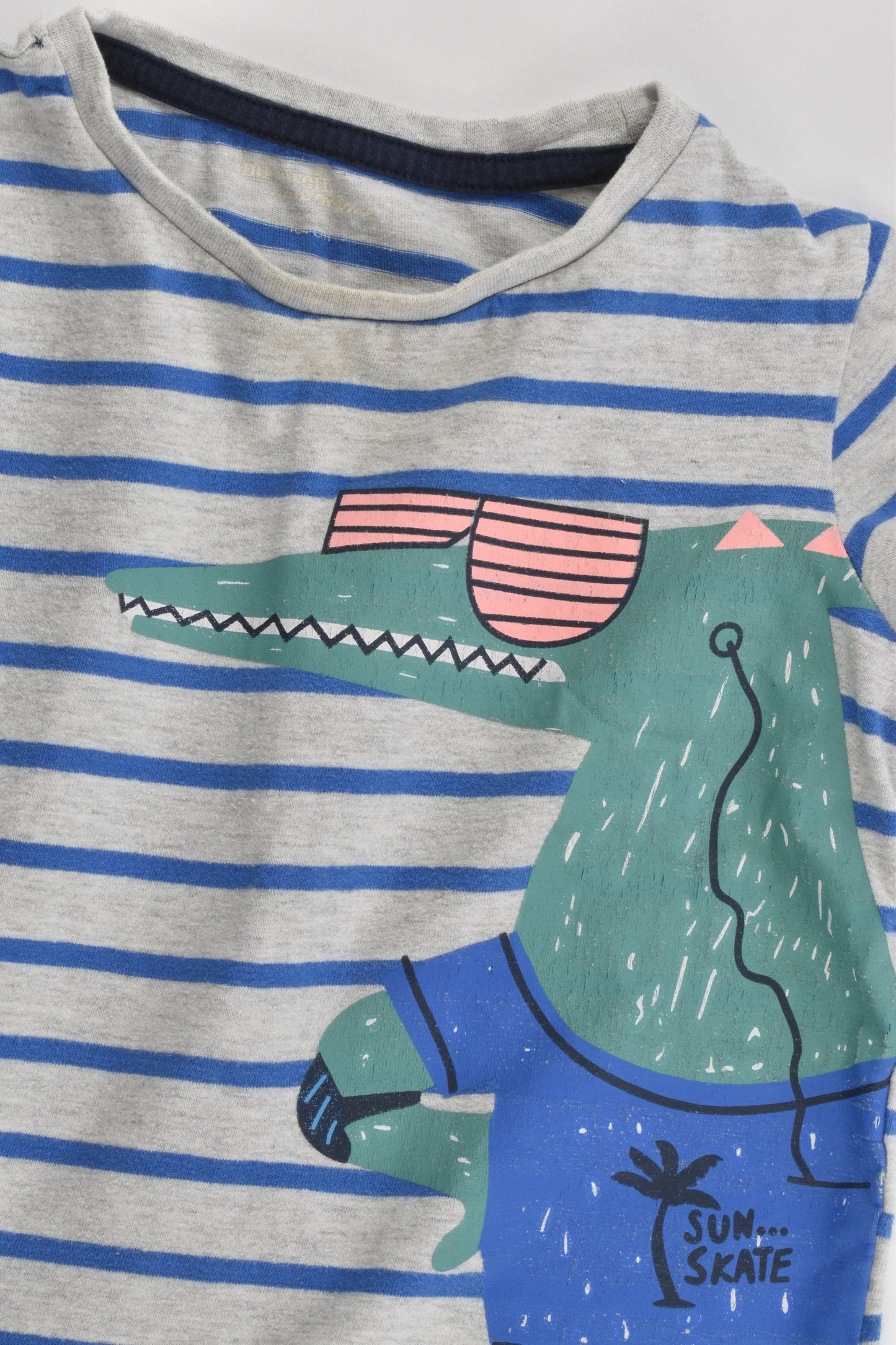 Du Pareil au Même (France) Size 4 (104 cm) Striped Crocodile T-shirt