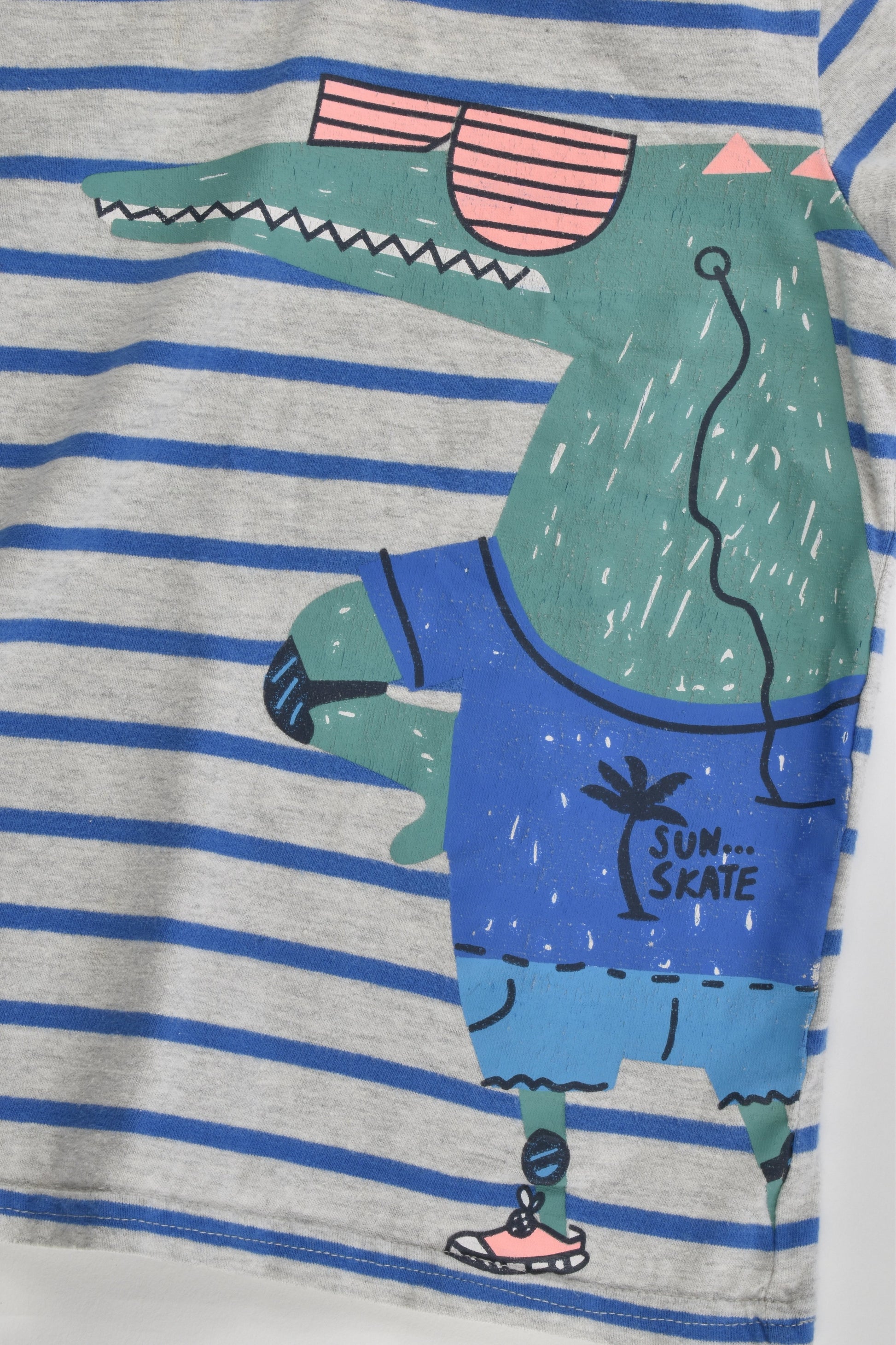 Du Pareil au Même (France) Size 4 (104 cm) Striped Crocodile T-shirt