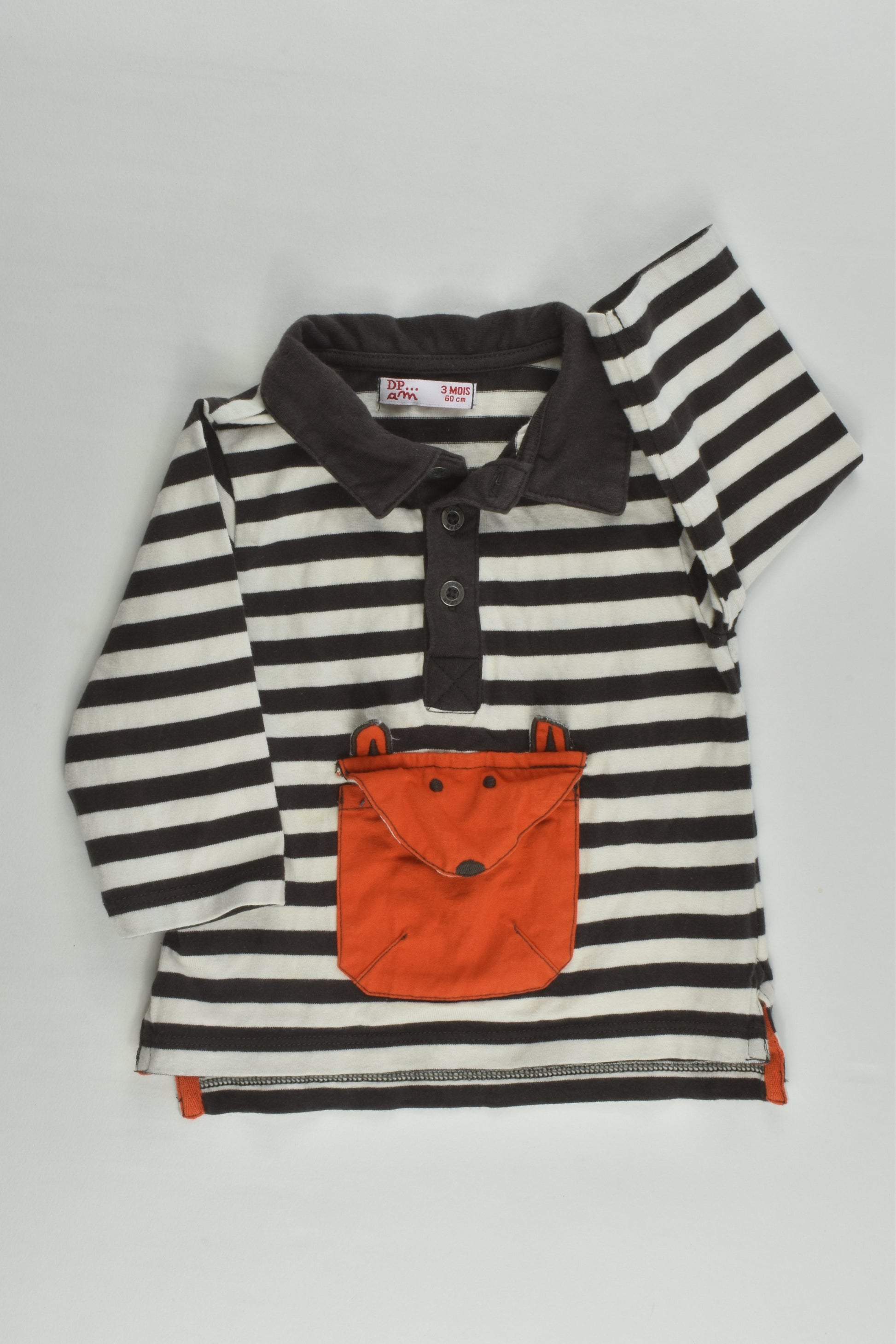 Du Pareil Au Même Size 000 (3 months, 60 cm) Fox Pocket Top