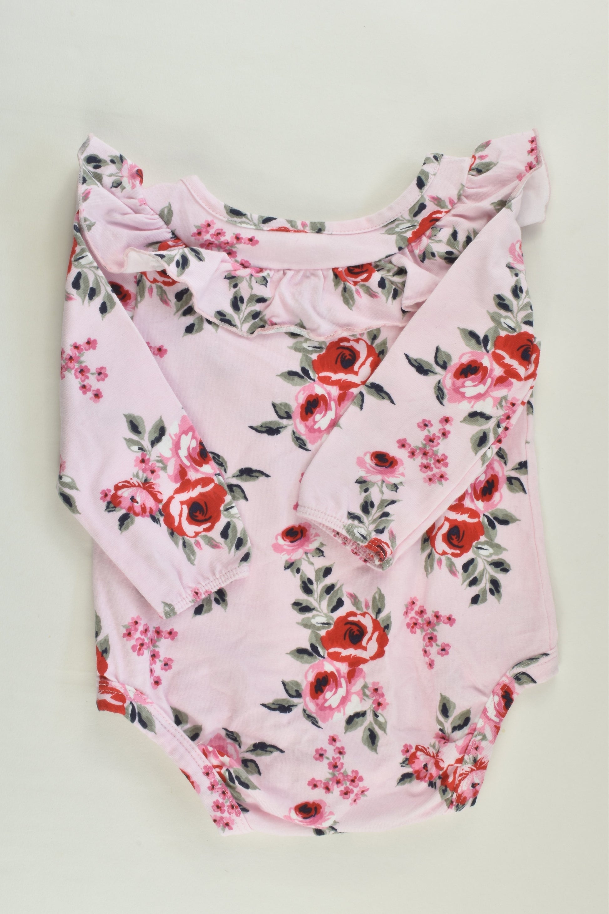 Dymples Size 00 Roses and Ruffle Bodysuit
