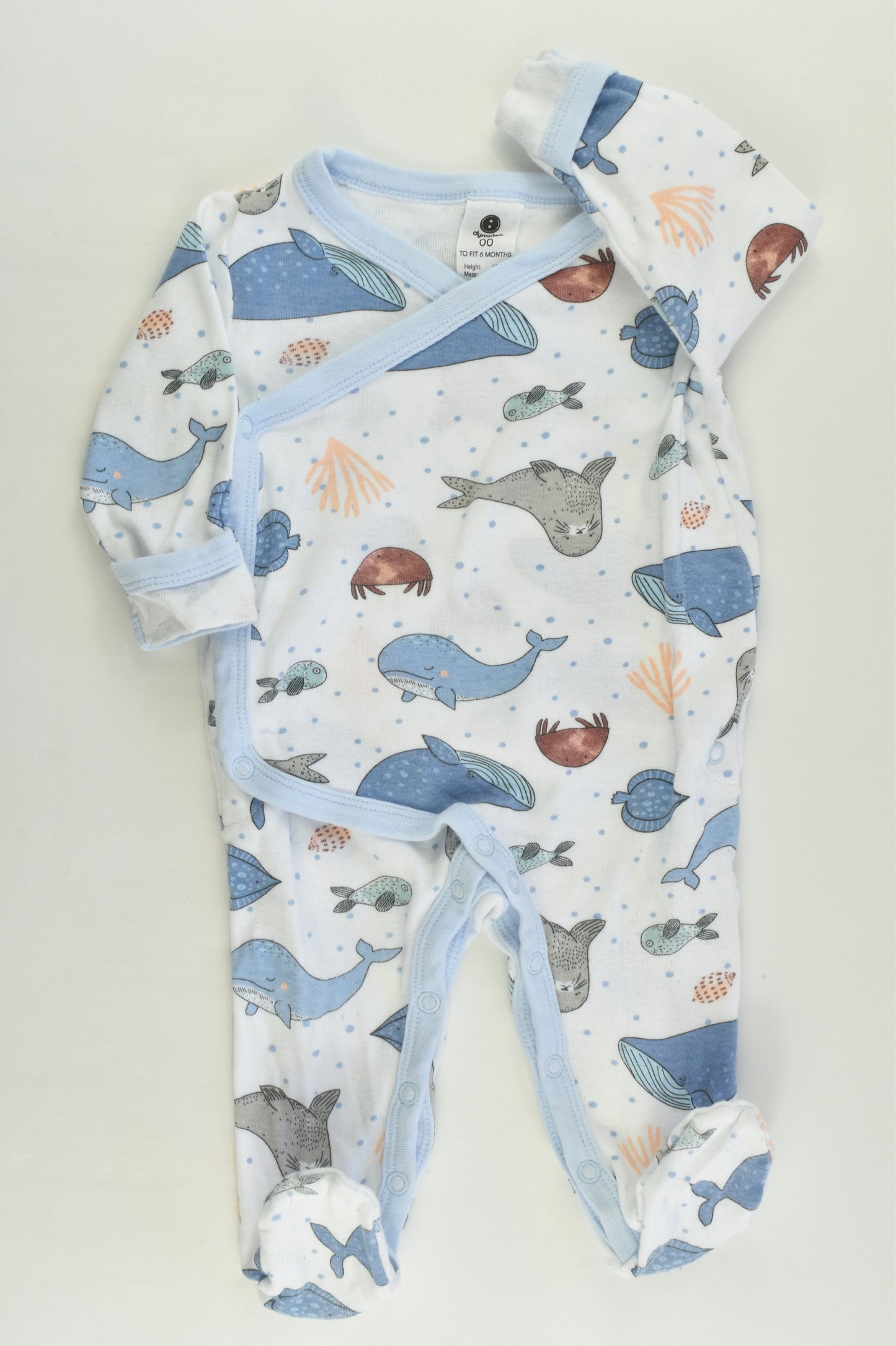Dymples Size 00 Sea Animals Footed Romper