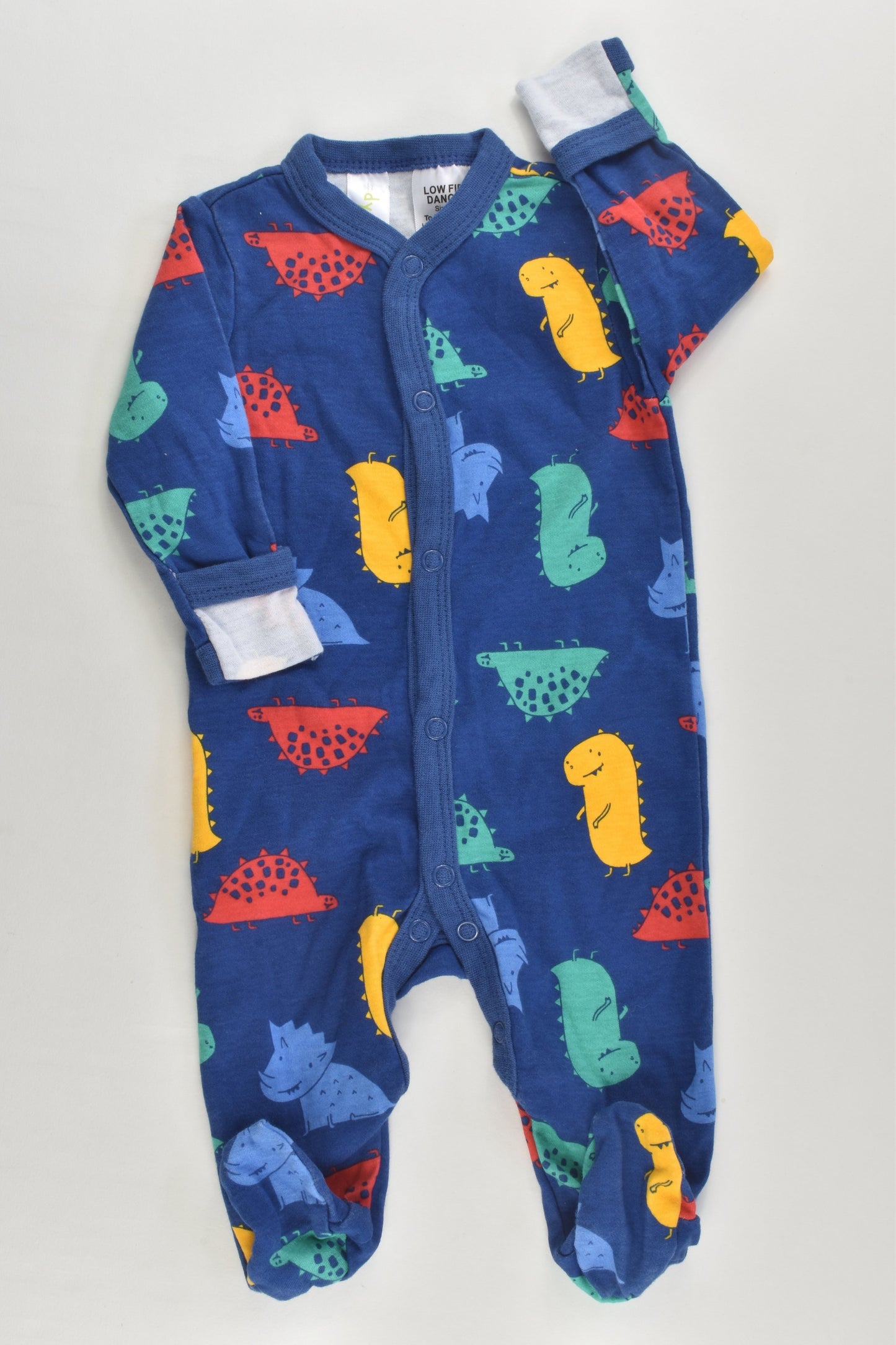 Dymples Size 000 Colourful Dinosaurs Footed Romper