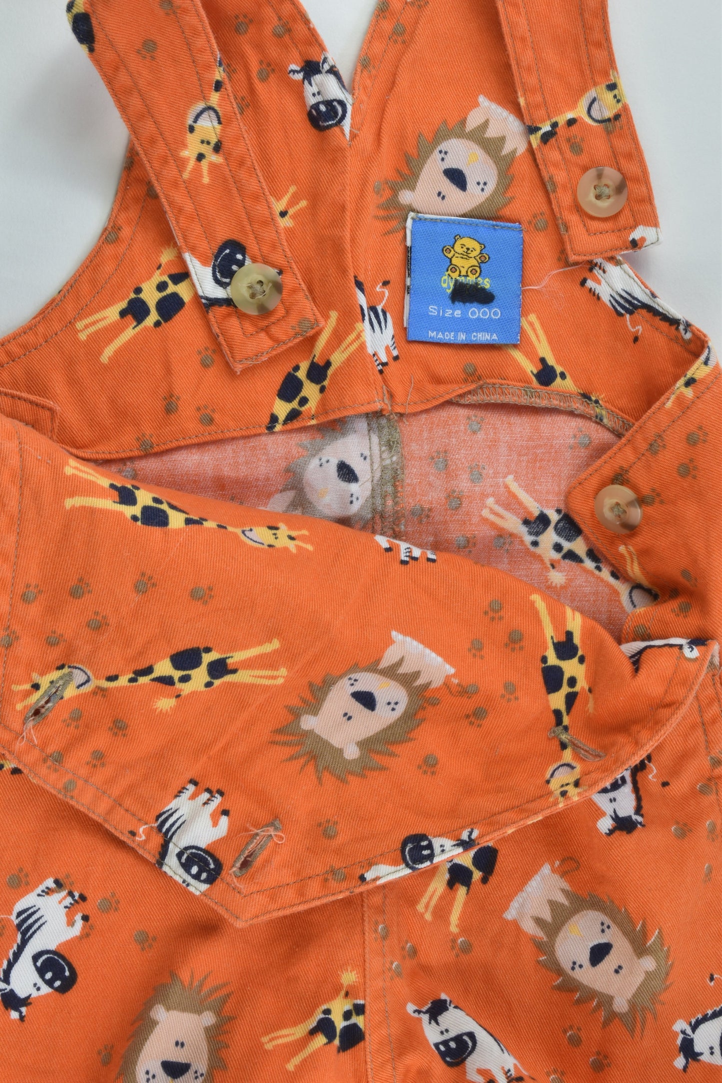 Dymples Size 000 Safari Animals Short Overalls