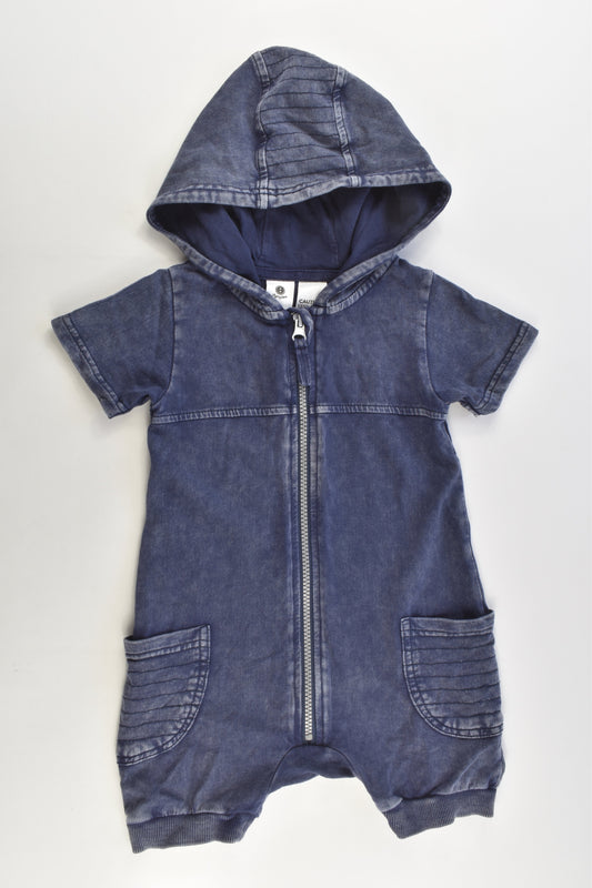 Dymples Size 1 (18 months, 84 cm) Denim-like Short Hooded Onesie