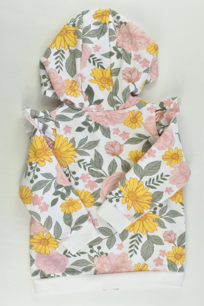 Dymples Size 1 Floral Zip Hooded Jumper