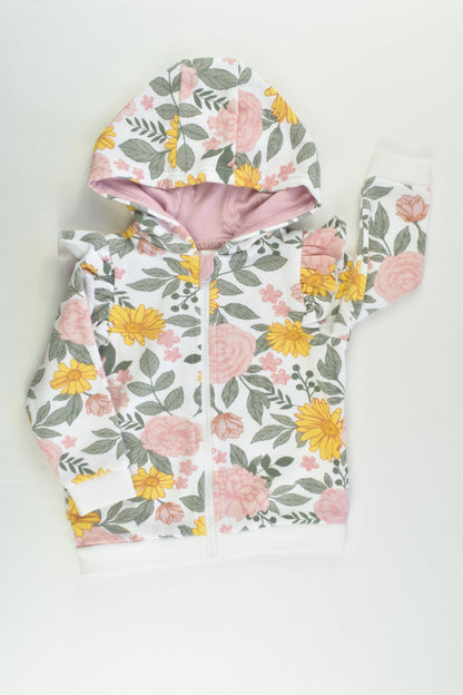 Dymples Size 1 Floral Zip Hooded Jumper