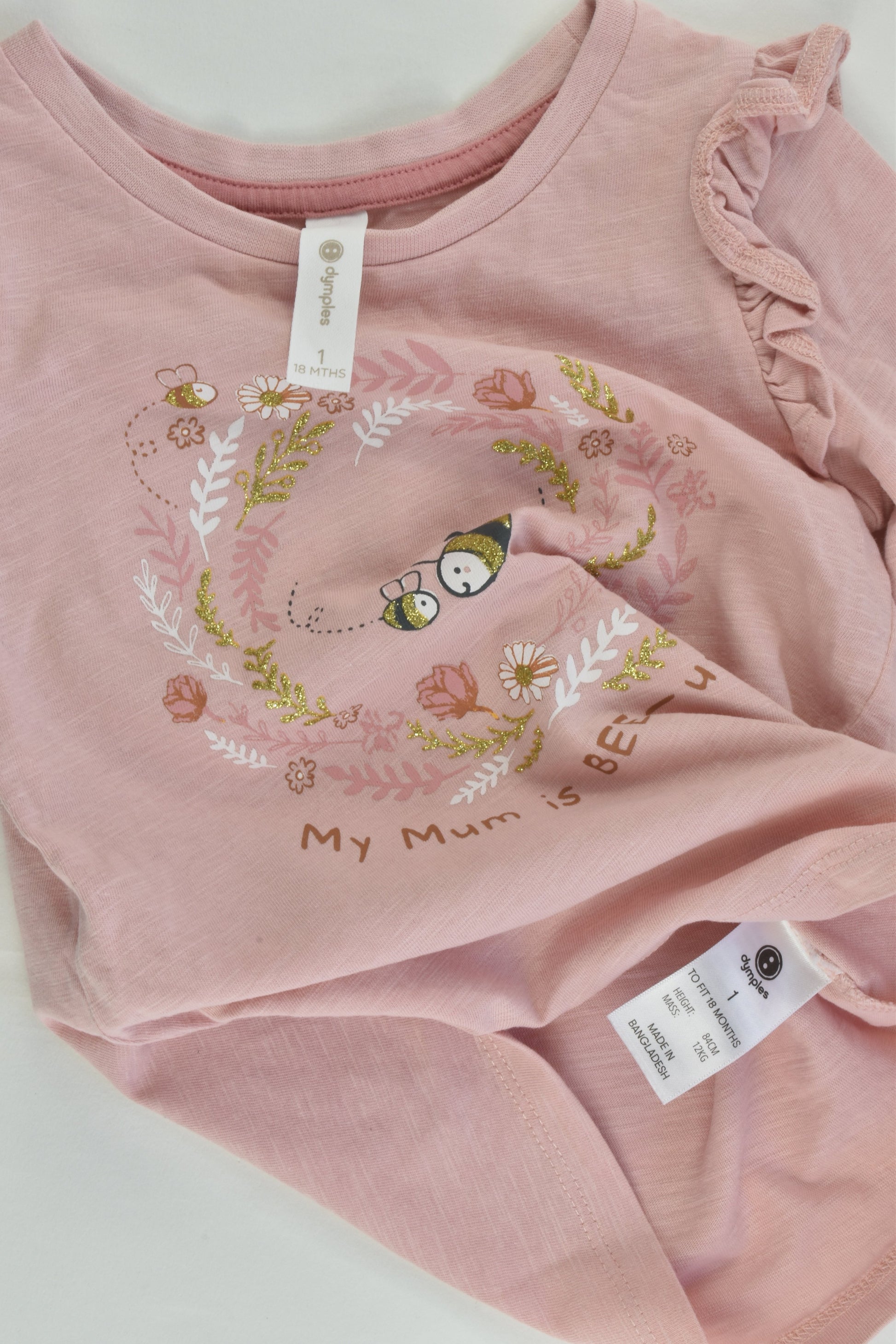 Dymples Size 1 'My Mum Is Bee-tiful' Top