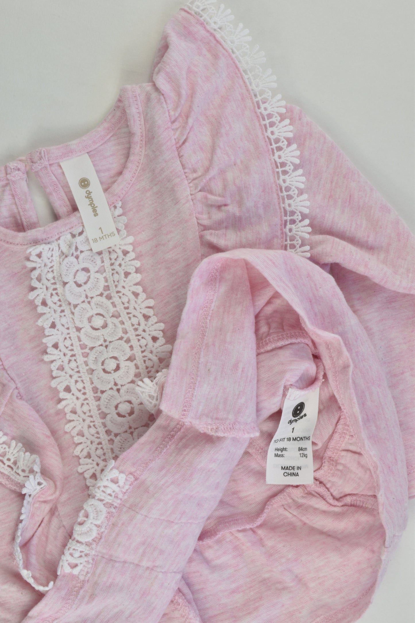 Dymples Size 1 Pink Lace Ruffle Top