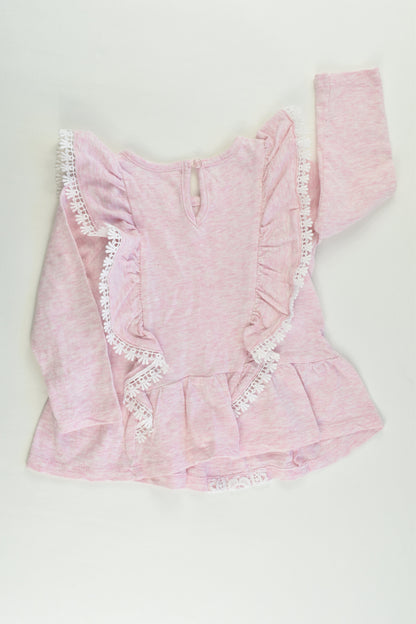 Dymples Size 1 Pink Lace Ruffle Top
