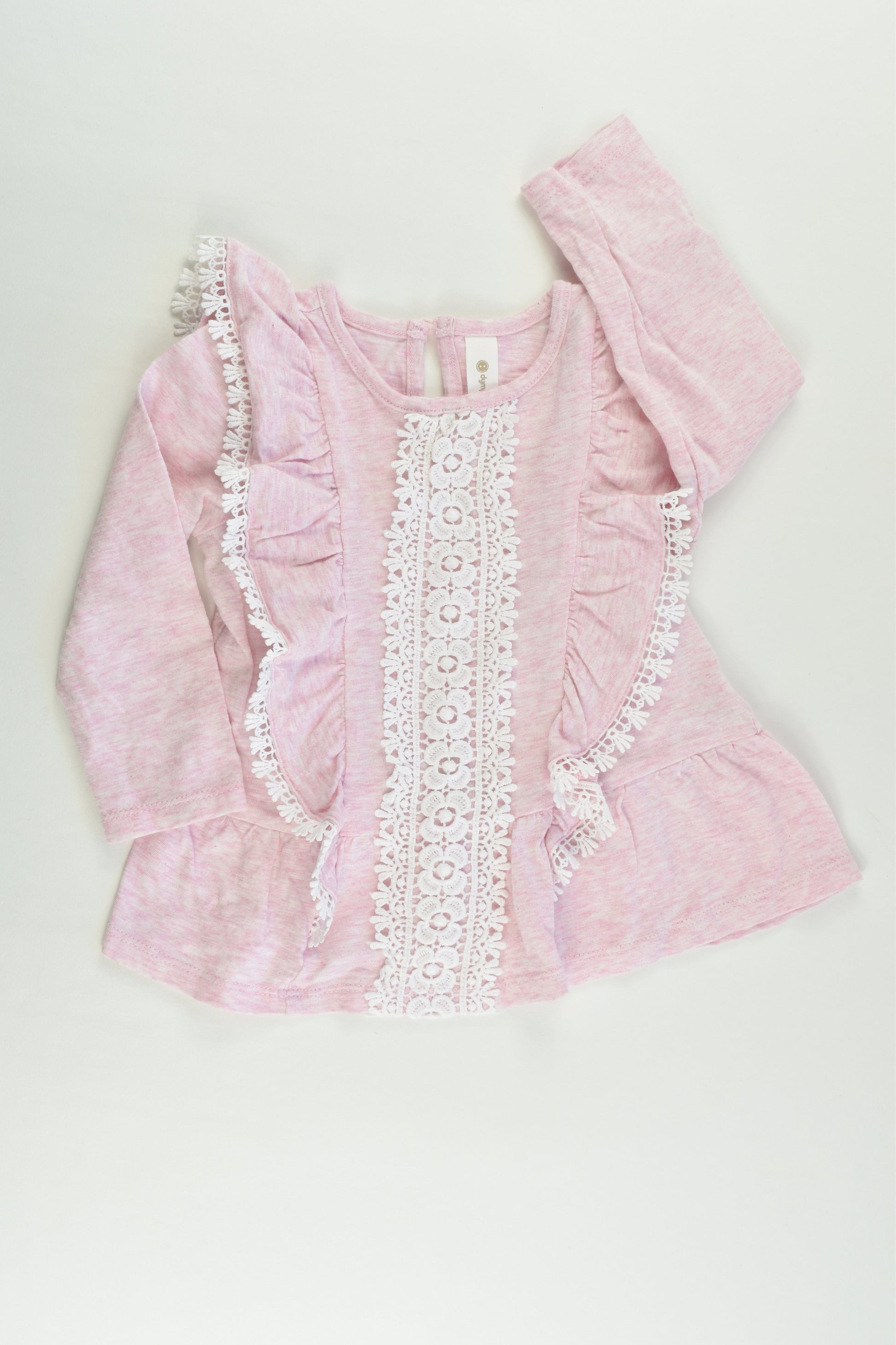 Dymples Size 1 Pink Lace Ruffle Top