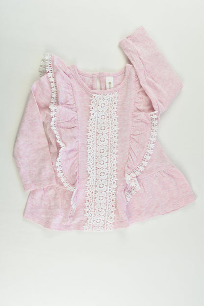 Dymples Size 1 Pink Lace Ruffle Top