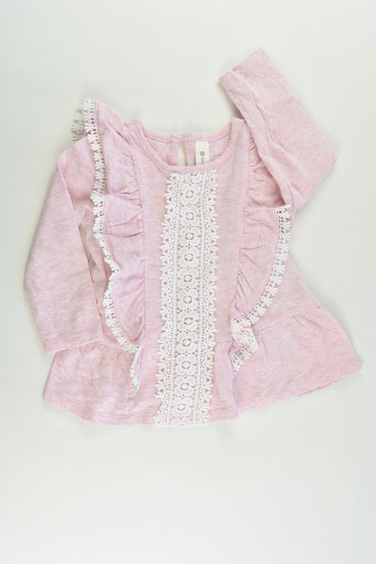 Dymples Size 1 Pink Lace Ruffle Top